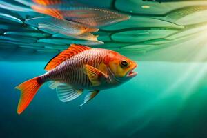 un' pesce nuoto nel il oceano. ai-generato foto