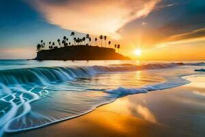 il tramonto su il spiaggia. ai-generato foto