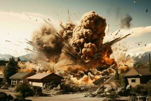 drammatico terremoto globo esplosione arte. creare ai foto