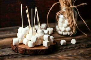 bastone delizioso gonfio marshmallows. creare ai foto