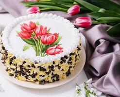 internazionale Da donna giorno torta con fiori foto