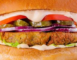 salutare vegano vegetariano carne gratuito hamburger foto