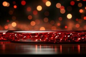 ai generativo fondale con illuminazione di rosso faretti per volantini realistico Immagine ultra HD alto design foto