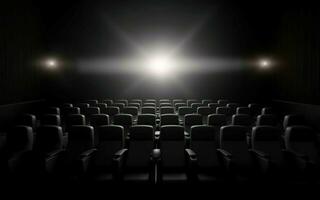 cinema posti a sedere vuoto sotto luci interno. creare ai foto