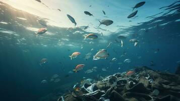 pesce e rifiuto nel il oceano foto