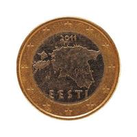 Moneta da 1 euro, unione europea, Estonia isolata su bianco foto