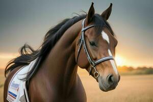 vicino su cavallo su sfocato sfondo. ai generativo professionista foto