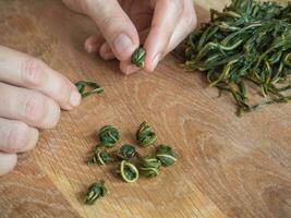 verde Tè, fermentazione e produzione processi. foto