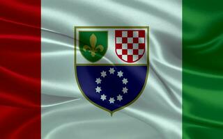3d agitando realistico seta nazionale bandiera di bosnia e erzegovina federazione. contento nazionale giorno bosnia e erzegovina federazione bandiera sfondo. vicino su foto