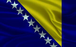 3d agitando realistico seta nazionale bandiera di bosnia e erzegovina. contento nazionale giorno bosnia e erzegovina bandiera sfondo. vicino su foto