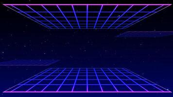 retrò stile anni '80-'90 laser neon sfondo. futuristico griglia paesaggio. digitale informatica superficie. adatto per design nel il stile di il Anni '80 -'90. 3d illustrazione foto