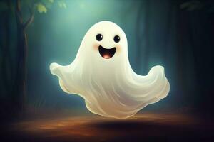 umoristico sorridente 3d cartone animato fantasma. creare ai foto