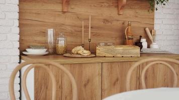 interni in legno della cucina moderna. stile scandinavo, stile rustico. foto