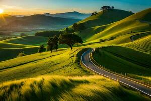 il strada per il sole. ai-generato foto