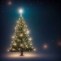 vacanza illuminato Natale albero su buio inverno sfondo con spazio per testo foto