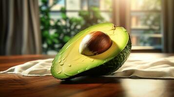 avocado su un' rustico di legno superficie. creato con generativo ai foto