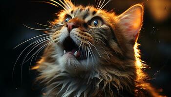 carino gattino fissando, soffice pelliccia, giocoso natura, bellezza nel natura generato di ai foto