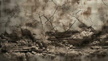 vecchio, sporco, danneggiato parete con astratto grunge modello e arrugginito struttura generato di ai foto