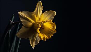 giallo fiore petalo, vicino su di natura bellezza nel singolo fiorire generato di ai foto