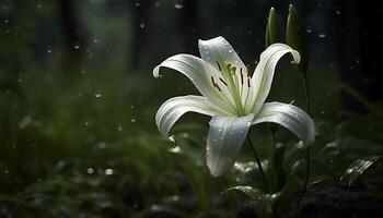 freschezza di un' bagnato fiore testa nel il estate prato generato di ai foto