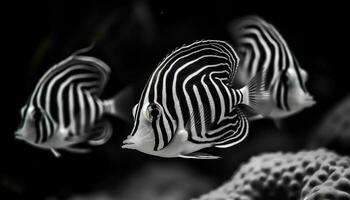 a strisce zebra pesce nuoto nel il bellissimo subacqueo corallo scogliera generato di ai foto