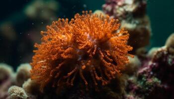 subacqueo scogliera, pesce, corallo, autorespiratore immersione, in profondità acqua, mare vita generato di ai foto