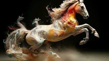 astratto cavallo con complesso movimento e nebbioso colore, generativo ai illustrazione foto