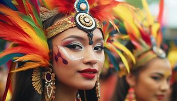 un' colorato celebrazione di bellezza e cultura con indigeno donne generato di ai foto