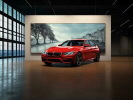 BMW 3 serie esposizione. generativo ai foto