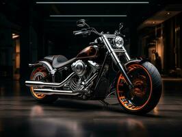 Harley Davidson Grasso ragazzo esposizione. generativo ai foto