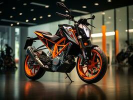 ktm 390 duca esposizione. generativo ai foto