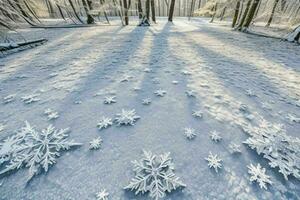 gelido caduto le foglie con brillante ghiaccio brina nel nevoso foresta parco. sfondo. ai generativo professionista foto