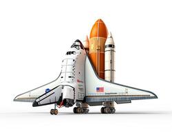 Space Shuttle su bianca sfondo. generativo ai foto