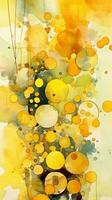 astratto acquerello fiori modello. verticale giallo sfondo per storie, giallo Telefono salvaschermo, tropicale, jingle.ai generazione foto