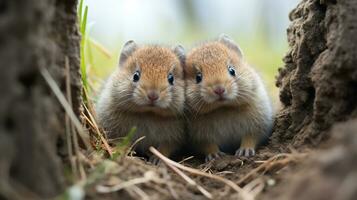 foto di da sciogliere il cuore Due marmotte con un enfasi su espressione di amore. generativo ai