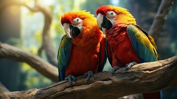 foto di da sciogliere il cuore Due pappagalli con un enfasi su espressione di amore. generativo ai
