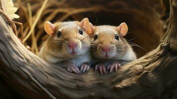 foto di da sciogliere il cuore Due canna ratti con un enfasi su espressione di amore. generativo ai