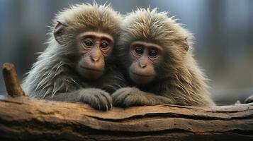 foto di da sciogliere il cuore Due babbuini con un enfasi su espressione di amore. generativo ai
