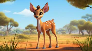 un' carino poco impala nel disney cartone animato stile. generativo ai foto