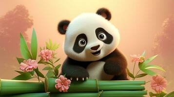 un' carino poco panda nel disney cartone animato stile. generativo ai foto