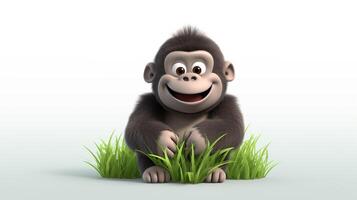 un' carino poco gorilla nel disney cartone animato stile. generativo ai foto