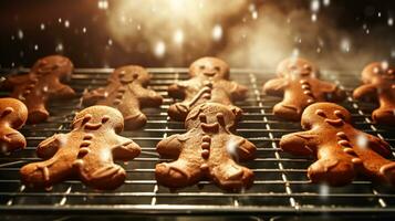 ai generativo vicino su tiro di Natale biscotti con bellissimo decorazioni foto