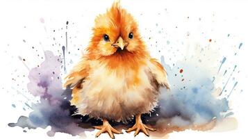 un' carino poco gallo pollo nel acquerello stile. generativo ai foto
