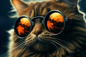 distintivo gatto elegante occhiali. creare ai foto