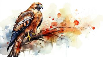 un' carino poco coda rossa falco nel acquerello stile. generativo ai foto