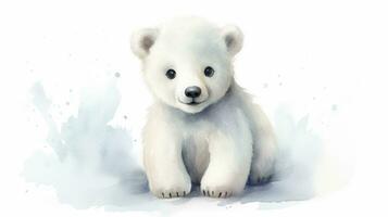 un' carino poco polare orso nel acquerello stile. generativo ai foto