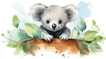 un' carino poco koala nel acquerello stile. generativo ai foto