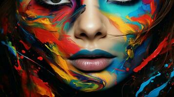 un' colorato Immagine di un' womans viso con il parole foto