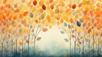 astratto natura dipinto con acquerello autunno le foglie foto