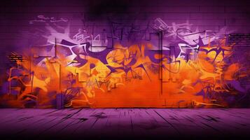 un astratto Immagine di un' parete con arancia e viola colori foto